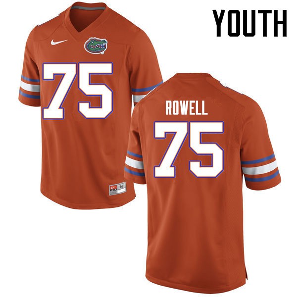 Florida Gators Youth #75 Tanner Rowell College Football Jerseys Orange